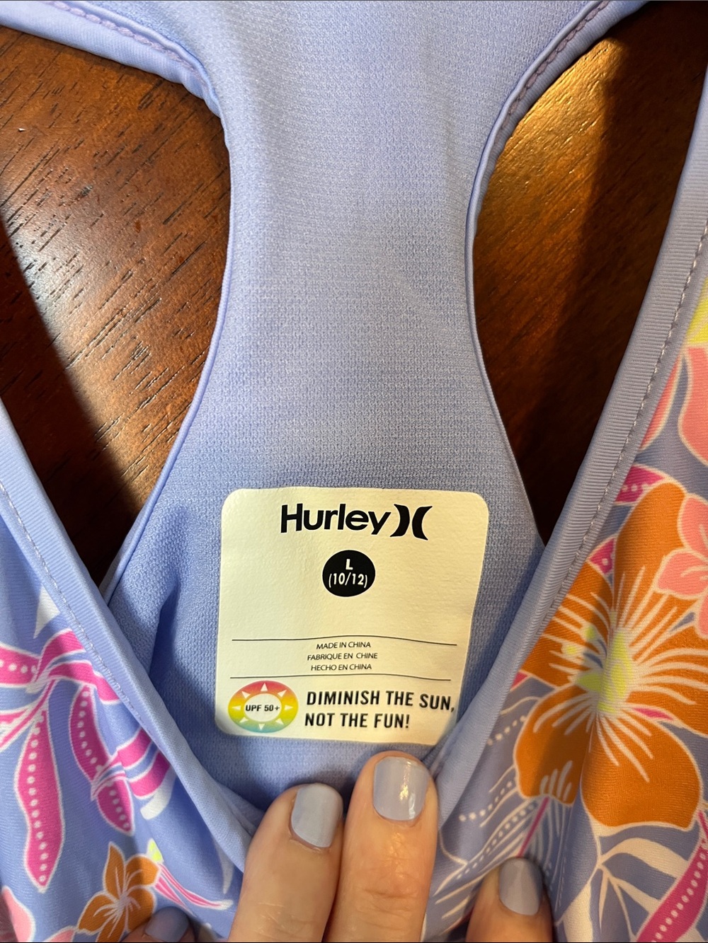 Hurley Girls Lavender Pink and Orange Floral 2 Piece Swim Set - Picture 2 of 12
